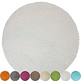 [page_title]-PROHEIM Badematte Lasalle 60 cm rund weiß - Rutschfester Badteppich - Weicher und Kuscheliger Hochflor Badvorleger - 1200 g/m² ÖkoTex100 Maschinenwaschbar