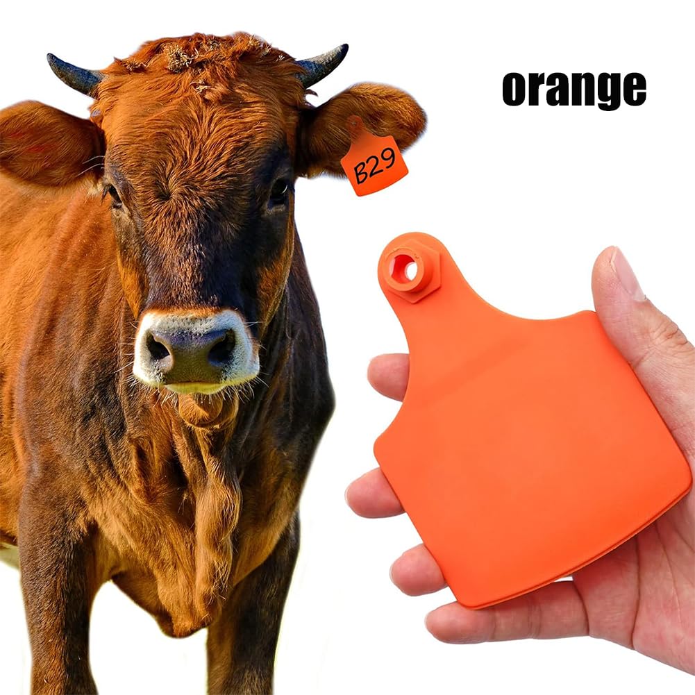 Kolczyki do identyfikacji zwierząt, Kolczyki dla bydła Puste, plastikowe, wielokolorowe, dwa rozmiary 100/200szt(Orange,Large200pcs)