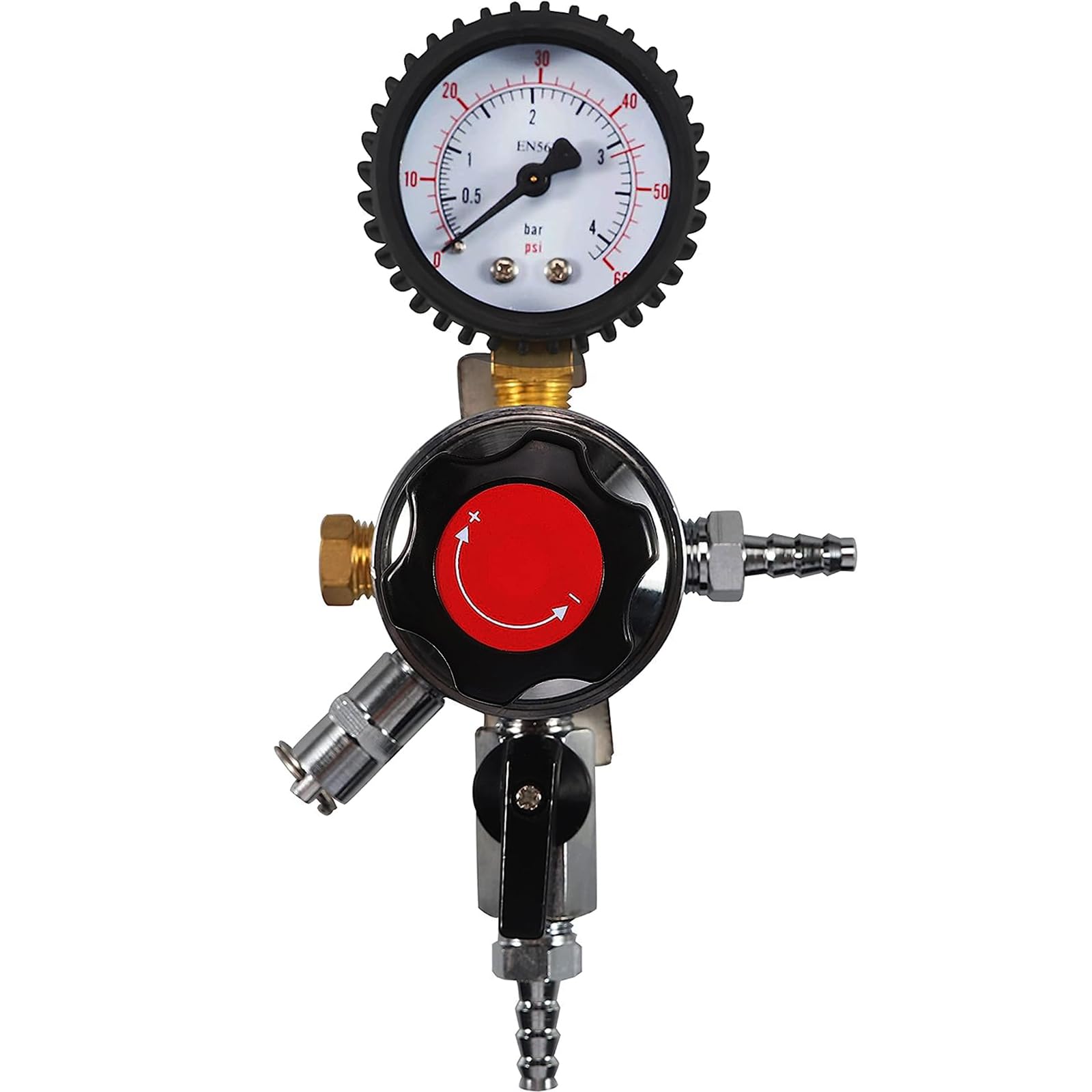 LUCKEG Draft Beer Secondary Regulator bar Wall Regulator with Single 5/16" Outlet Barb 0-60PSI Single Guage Co2 regulator nitrogen regulator for Homebrew