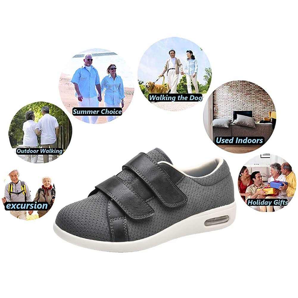 Zapatos Ortopédicos Diabéticos Mujeres Ajustable Edema Zapatos Hinchados Transpirables Antideslizantes Zapatos para Caminar para Mayores Zapato Vendaje Ortopédico,Caqui,38EU