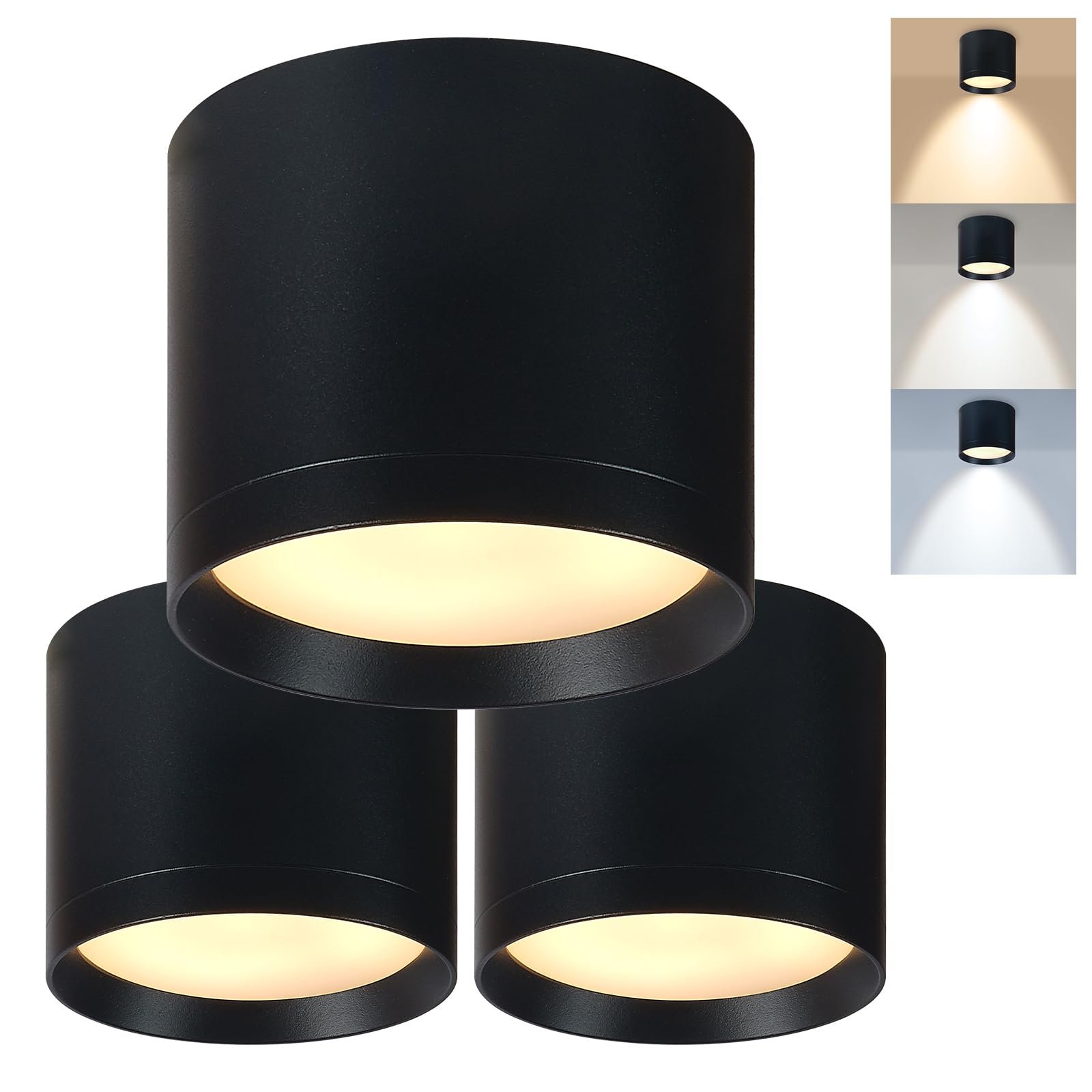 HCFEI Aufbauspot schwarz - extra flach & IP44 - Ø85x70mm - A