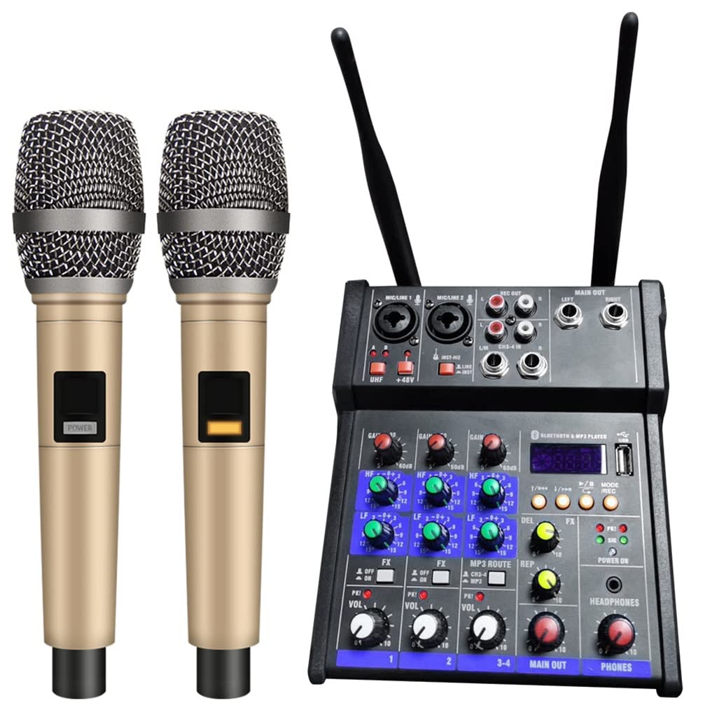 Release UHF Wireless Microphone 2-channel System Phantom Power Professional Handheld Condenser Microphone Family Gathering (Color : A, Size
