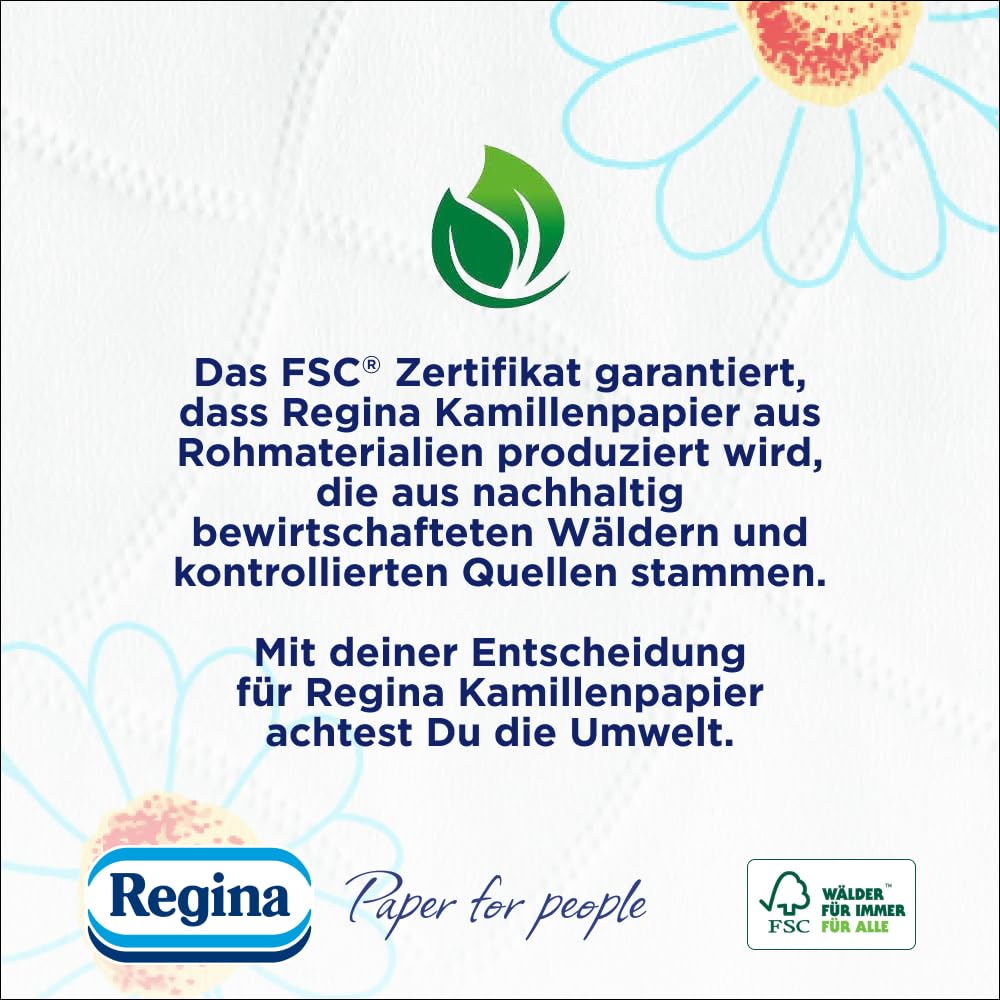 Regina Cartacamomilla - 60 Rolls Of Toilet Paper, 300 Soft Sheets, 3-Ply Sheets, Delicate And Consistent, Chamomile Fragrance, Recyclable Paper, 100% FSC Certified Paper - View #11
