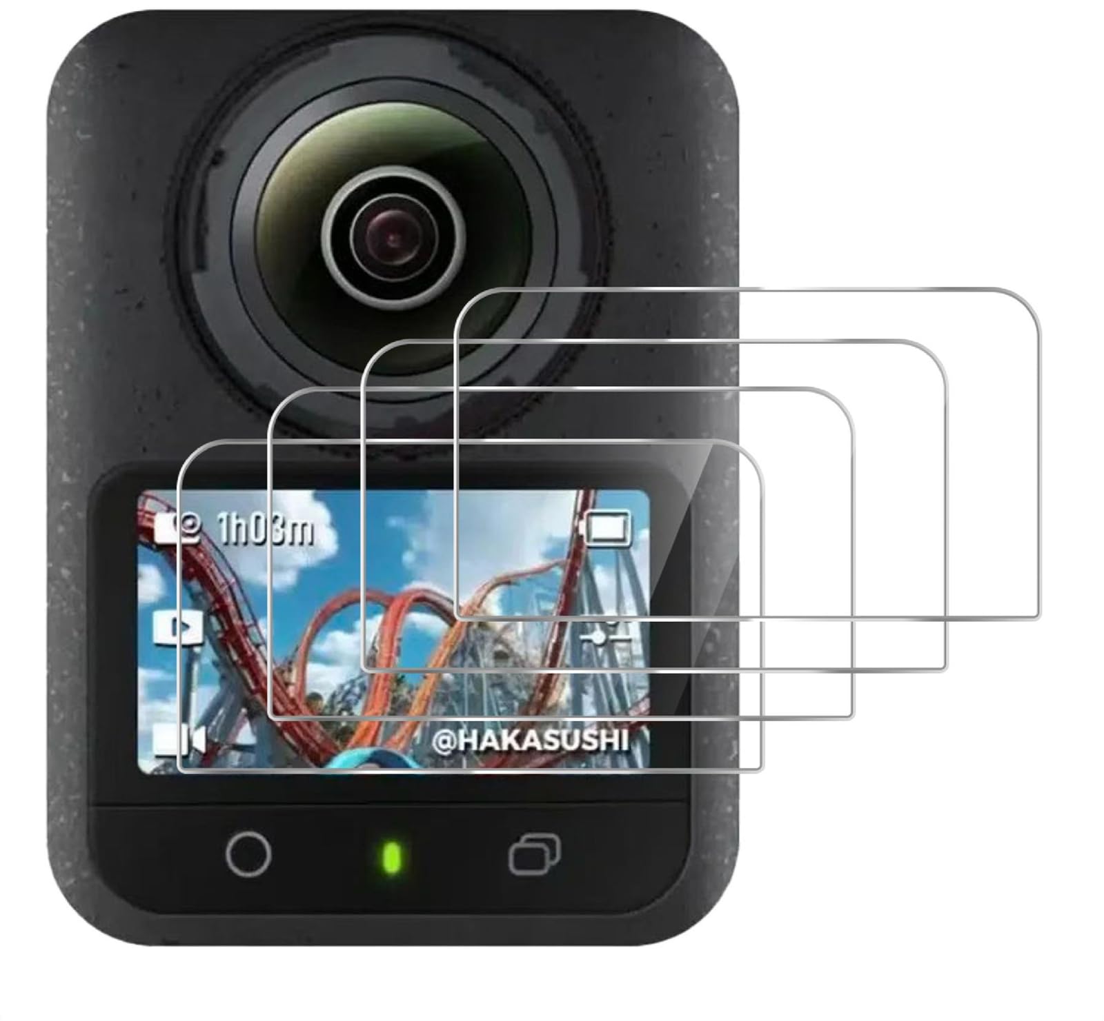 GIOPUEY Pellicola Protettiva per DJI Osmo 360, [4 Pezzi] Vetro temperato Schermo Protezione Pellicola [Copertura Completa] [Anti-graffio] - Trasparente