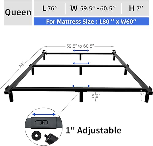 Miniatura 9 de Marco de cama individual de 18 pulgadas, no necesita somier, plataforma de metal, fácil montaje, resistente, alto, negro