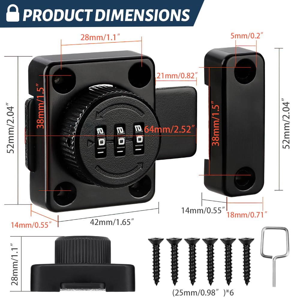 2PCS Cabinet Password Hasp Locks - Image 3