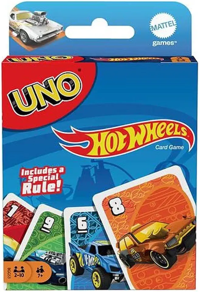 Hot Wheels UNO Matching Card Game Featuring 112 Cards with Hot Wheels Graphics, Game Night, Kids Gift Ages 7 Years &amp; Older