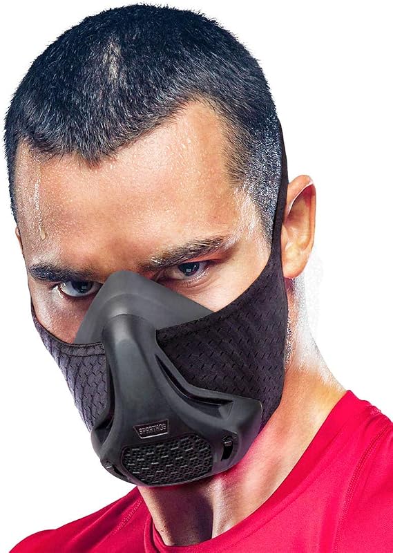 Máscara de entrenamiento de gran altitud Sparthos, máscara de respiración para correr | Entrenamiento de elevación, entrenador pulmonar, resistencia ajustable al aire y oxígeno, VO2 Max Cardio, ejercicio de gimnasio para hombres y mujeres, estuche incluido
