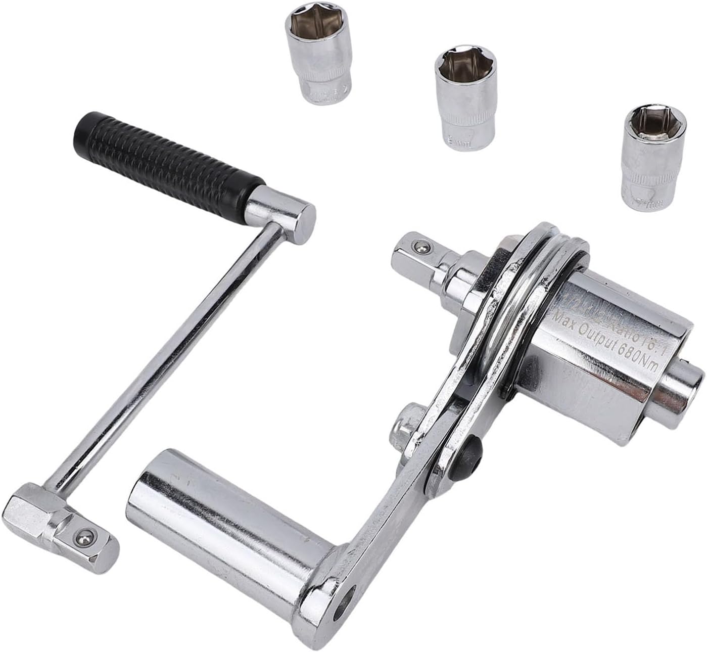 Fabater Torque Wrench Lug Nut Removal Tool, 1:16 Torque Multiplier, 680N.M, Labor Saving 1/2 Drive Lug Nut Removal Wrench Tire Changing Kit with 17mm/19mm/21mm Sockets