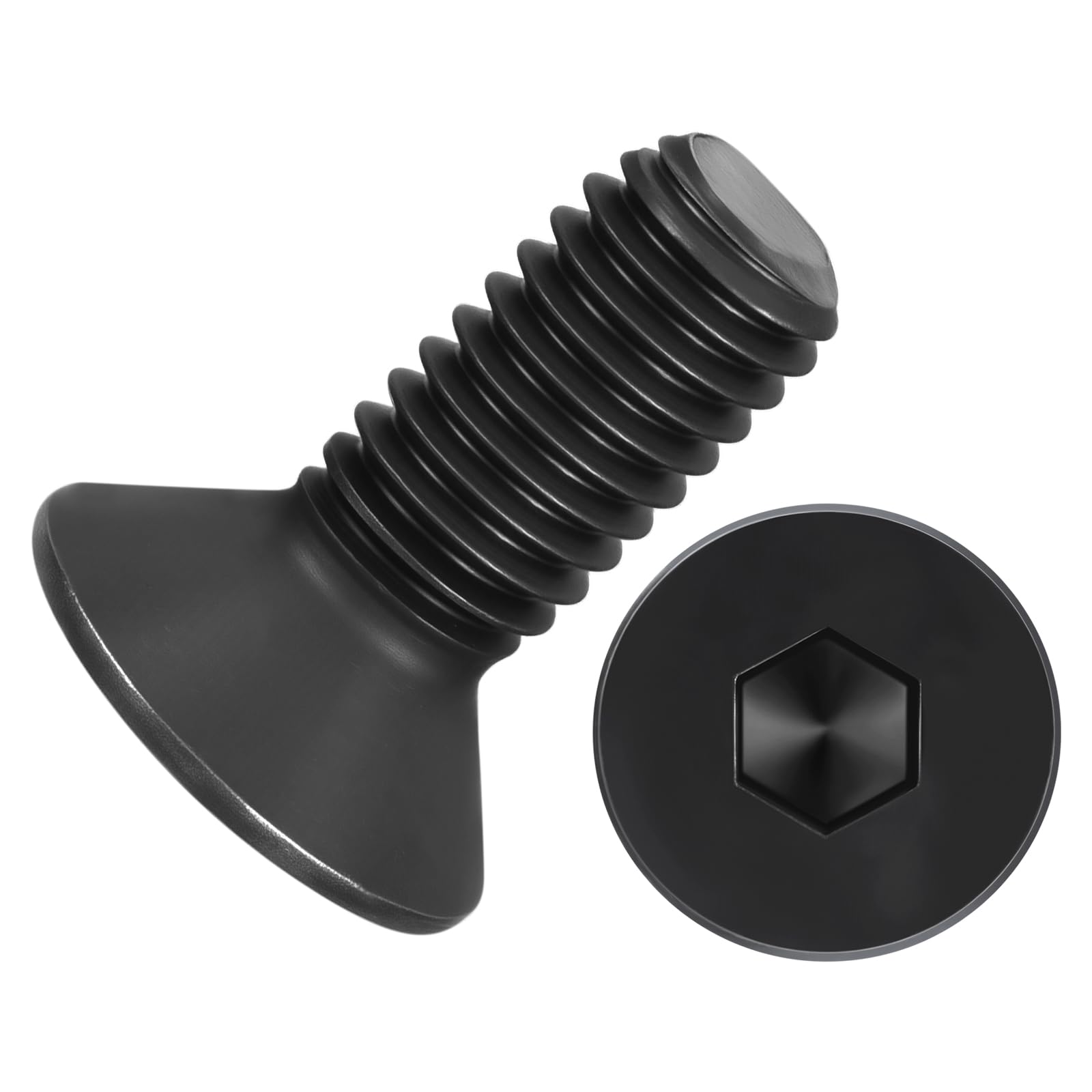 Kozelo 40Pcs Flat Head Socket Cap Screws - [M8-1.25 x 20], Carbon Steel Countersunk Bolts, Black, for Automotive, Furniture Repair, Industrial Equipment & Temporary Fixes