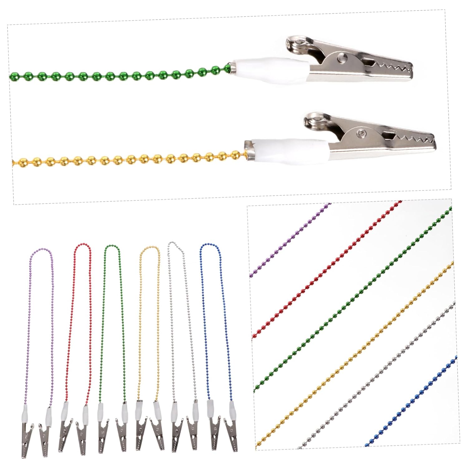 IMIKEYA 6pcs Metal Napkin Clip Holder Chain Bib Clip for Adults Boys and and Seniors Convenient Towel and Face Lanyard Attachment Assortment