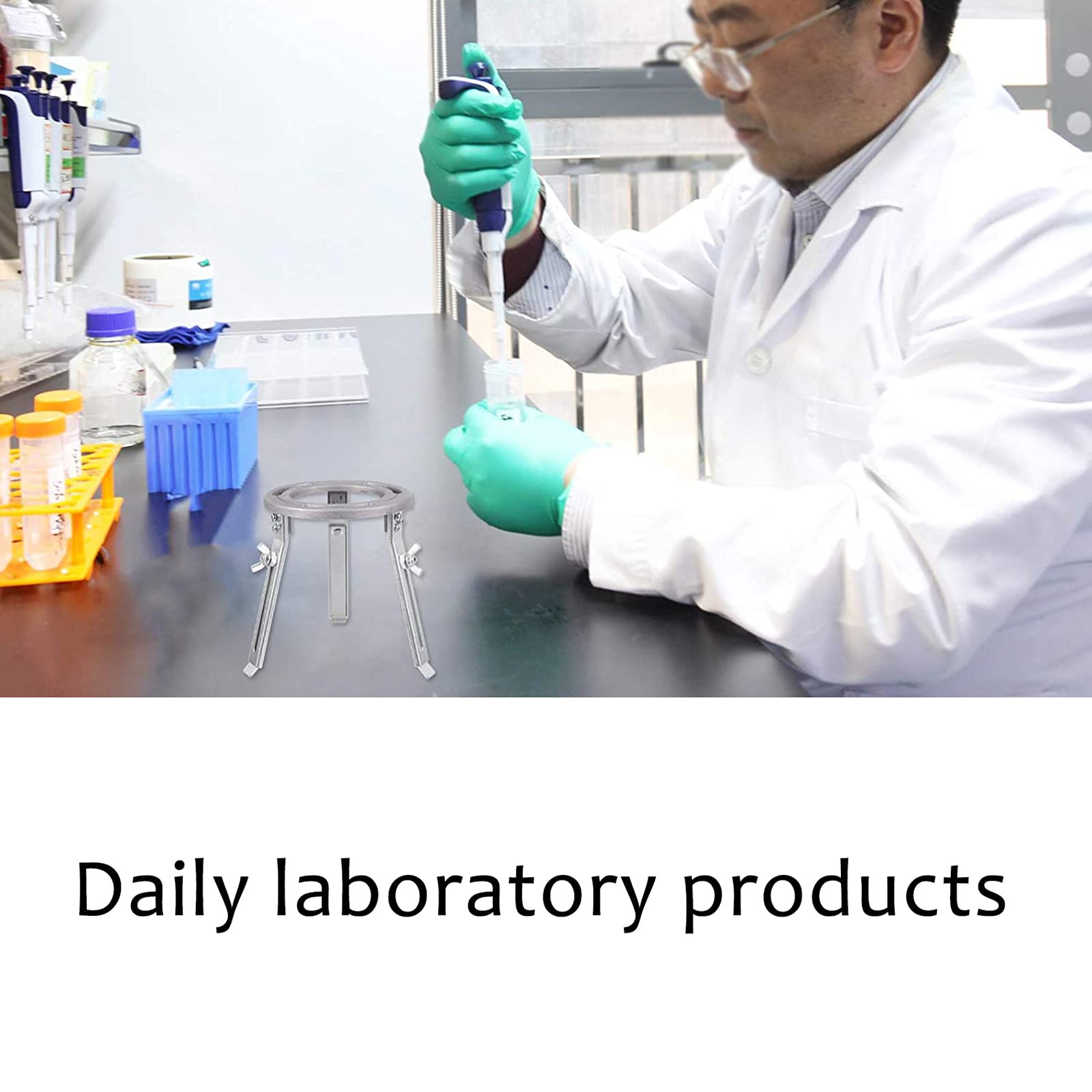 Trípode de mechero Bunsen de Laboratorio, Soporte de trípode Ajustable, aleación de Aluminio/se Puede Subir y Bajar, opción Ideal/para Escuela de experimentos de química