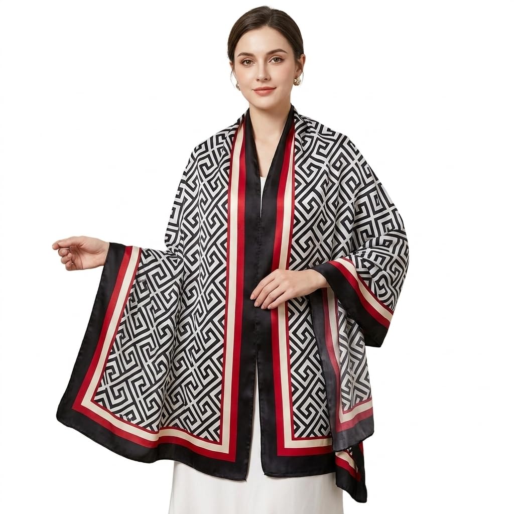Luxury Printed Silk Scarf for Women – Soft Floral Silk Stole, Lightweight Fashion Shawl Wrap for Wedding, Party & Casual Wear-image-29