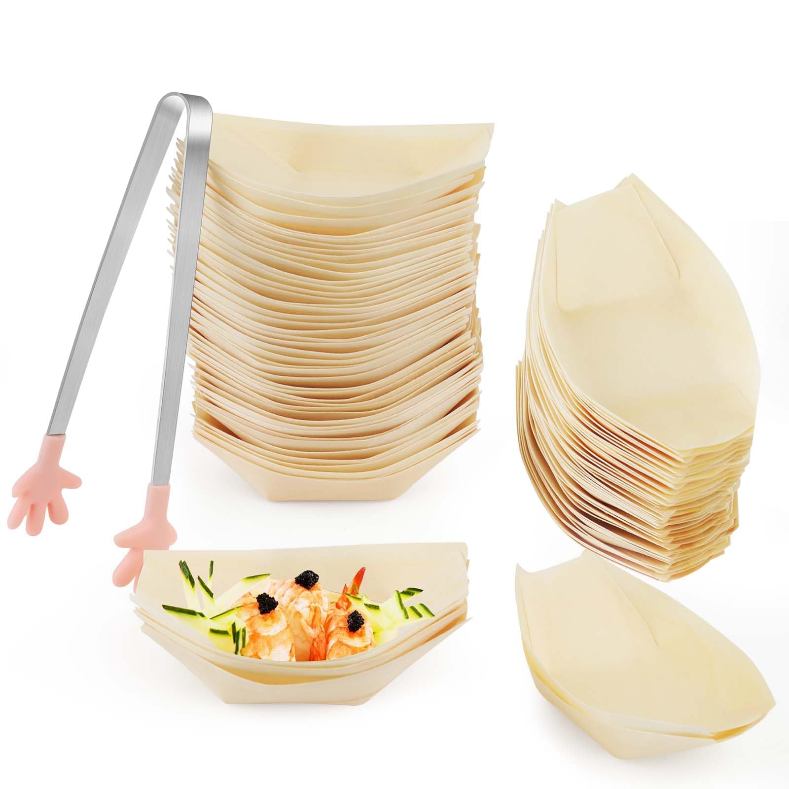100 Stck Holzschale Schiffchen ,Einweggeschirr Bambus,Fingerfood Schalen,Snackschale  Bambusschale Biologisch Abbaubar Essbare Schalen Fr Fingerfood Currywurst  (Holzschale Schiffchen (8.5*6CM)) : Amazon.de: Kche, Haushalt & Wohnen