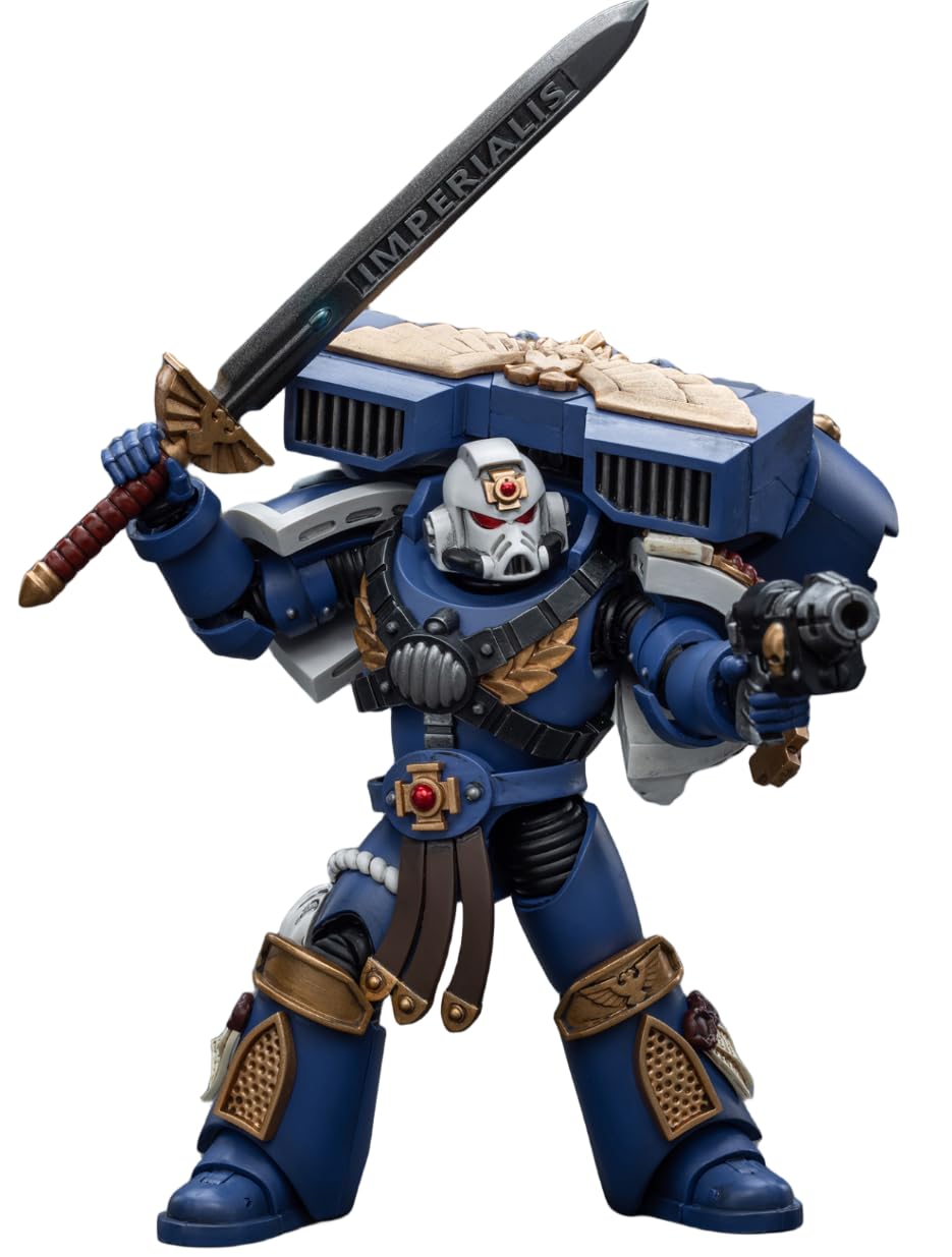 HiPlay JoyToy Warhammer 40K Collectible Figure: Ultramarines Vanguard Veteran Sergeant 1:18 Scale Action Figures (Sergeant JT8018) - Image 4