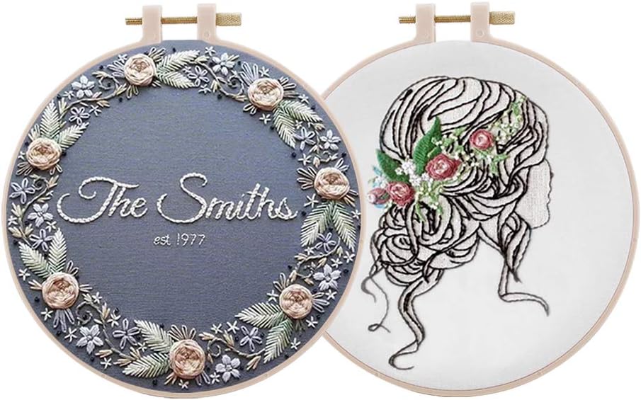 HomdMarket DIY Embroidery Sampler Kit Modern Hand Embroidery for Beginners Needlework Adults Craft Sewing Kit