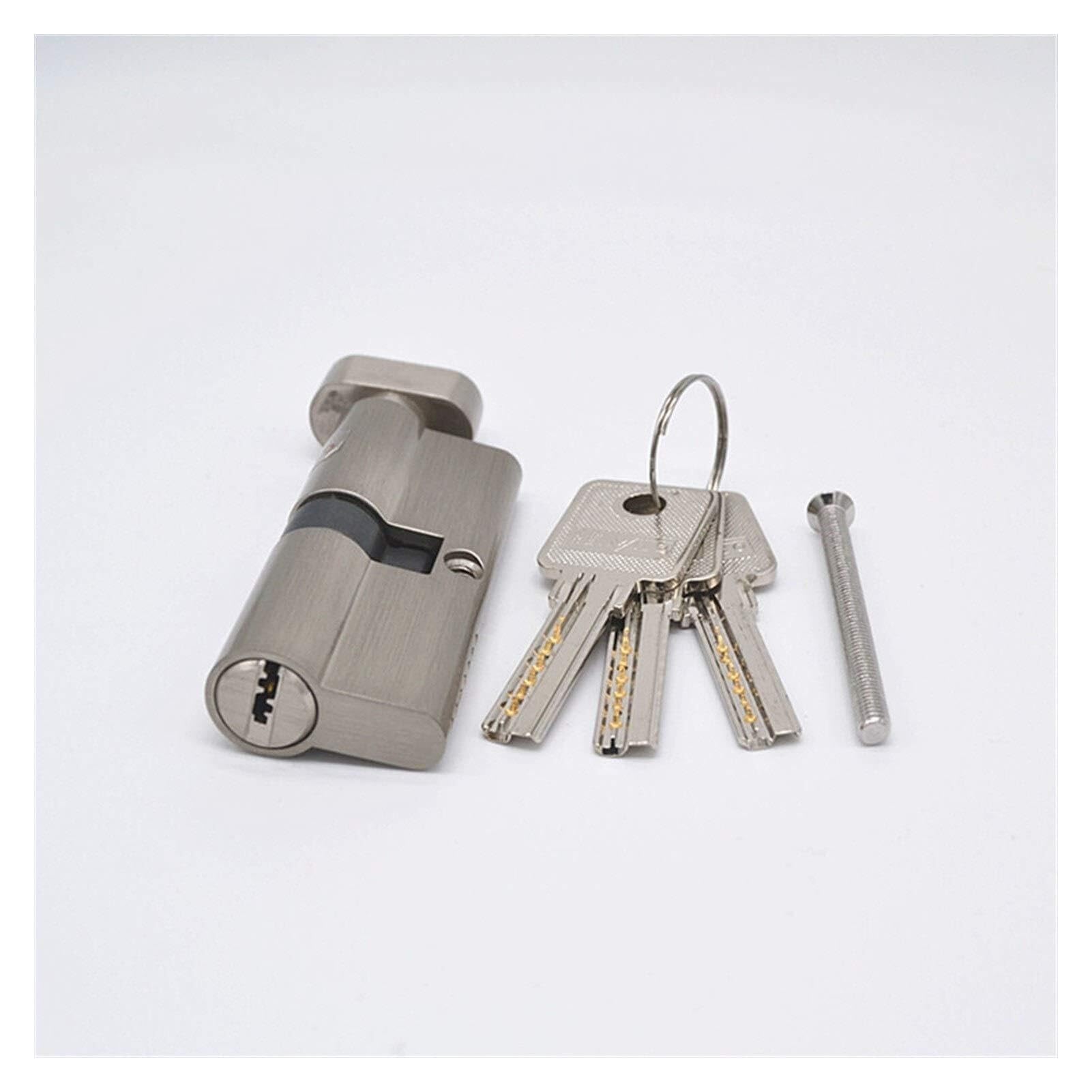 Barrel Lock Door Barrel Lock 70mm Black Chrome Plated Brass Cylinder with 3 Computer Keys Anti-Theft Home Security with Knobs(Sn)