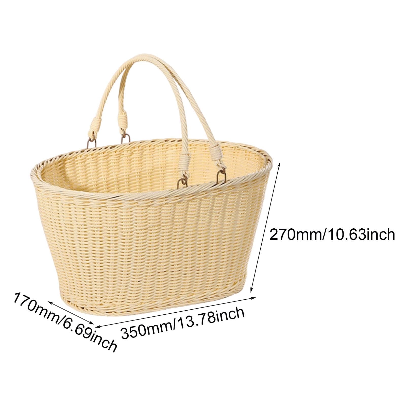 Organizador de Cesta de Picnic de PP para Exteriores con Asa, Decoración Fácil de Limpiar, Marco de Alambre de Hierro, Versátil para, 35 Cm X 27 Cm X 17