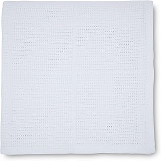 Vision Linens 100% Cotton Cellular Baby Pram Travel Cot Blanket, Small Size (90cm x 70cm / 35” x 28”), White, Super Soft, Easy Care, Machine Washable, Lightweight, 259 GSM, Leno Weave
