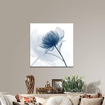 Amazon.com: Wieco Art Blue Flickering Flower Modern Abstract