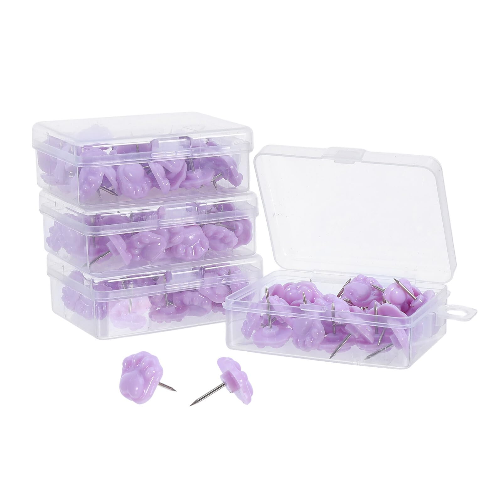 FUOYLOO 4 Boxes Cute Paw Push Pins for Cork Board 30pcs Per Box Animal Claw Thumb Tacks for Classroom, Office, Bulletin Board, Map Decoration