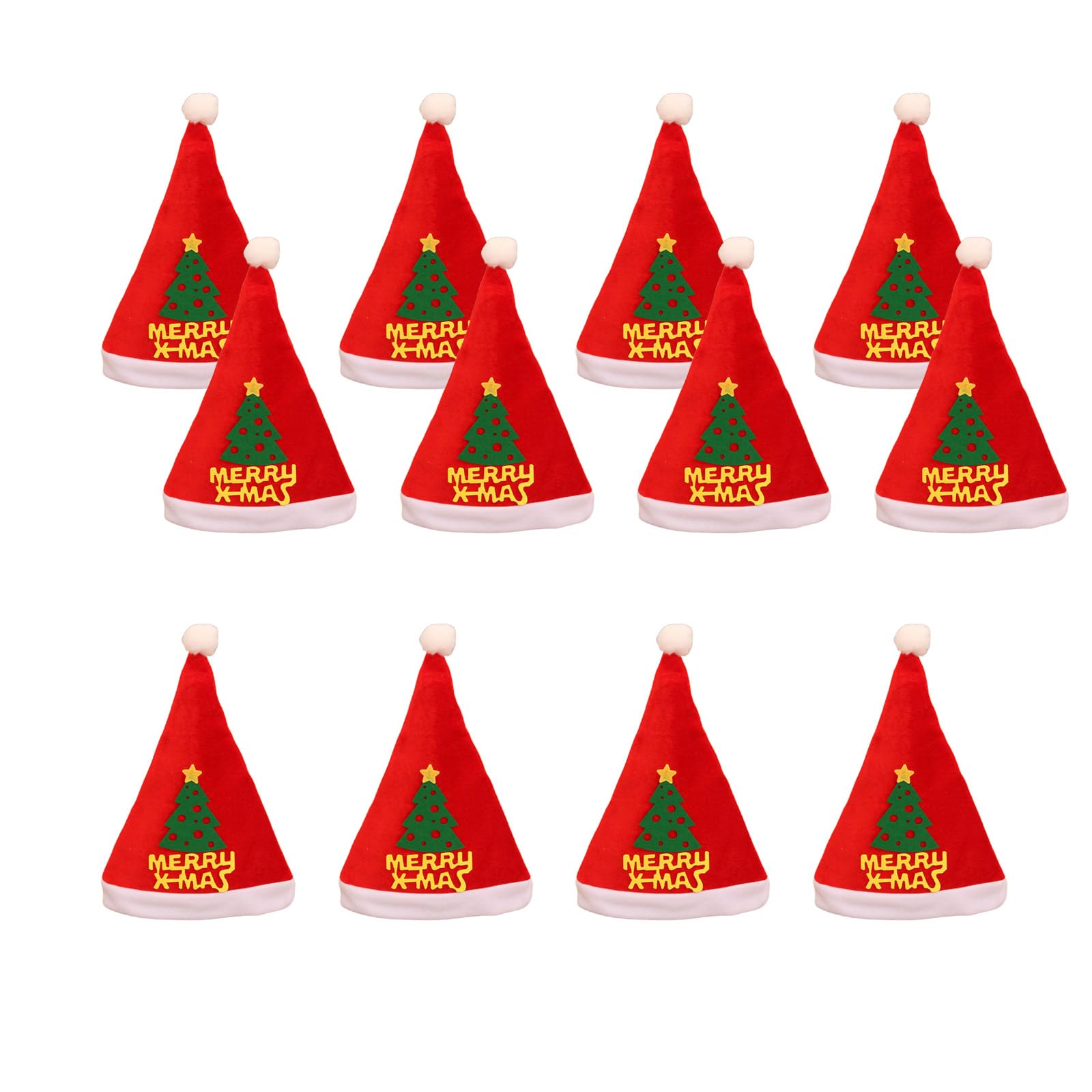 Elnwnnkc Of 12 Christmas Party Santa Hat with Belt Decoration Festival Santa Hat for Celebration Nonwoven Fabric