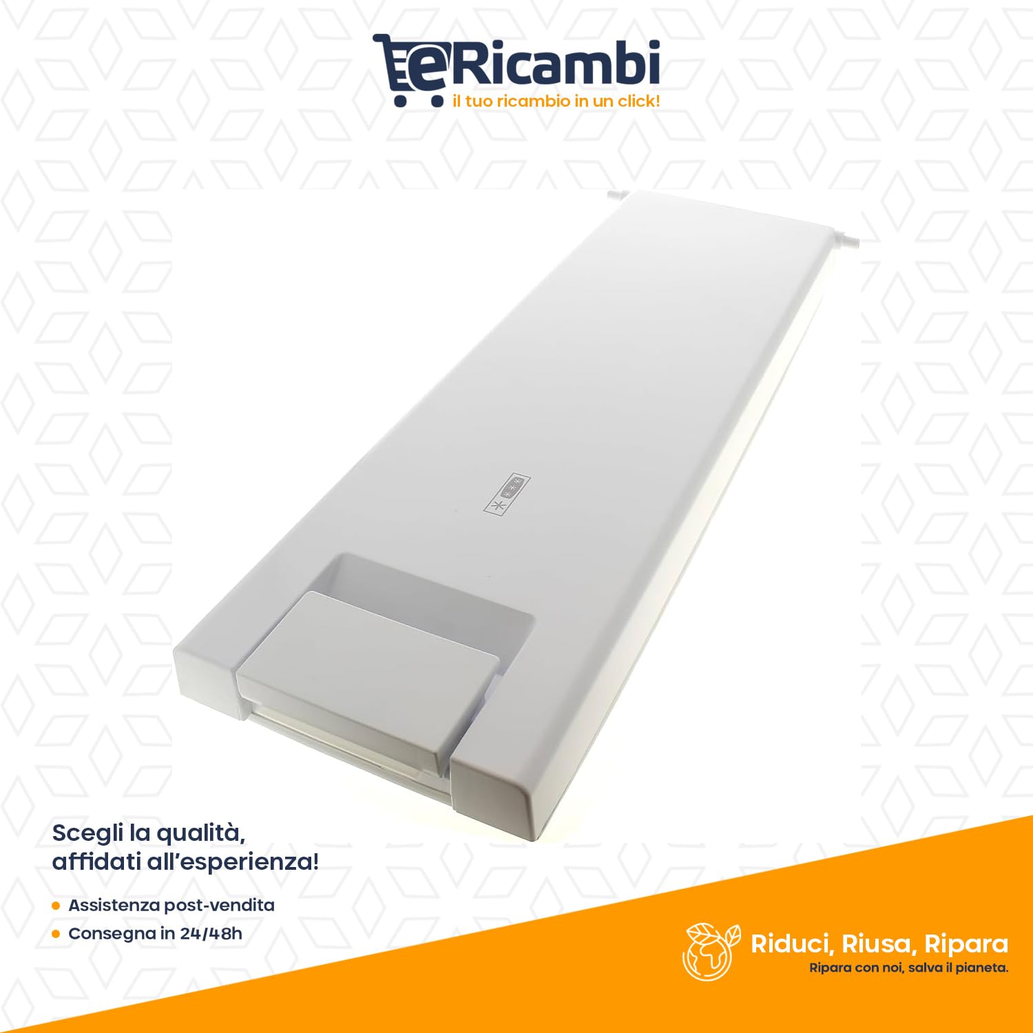 eRicambi® Sportello Freezer 52x16 cm per Frigorifero - Compatibile con Whirlpool ART 420, Indesit BTSZ1632, Bauknecht UVI1349, Ignis ARL392, Ikea