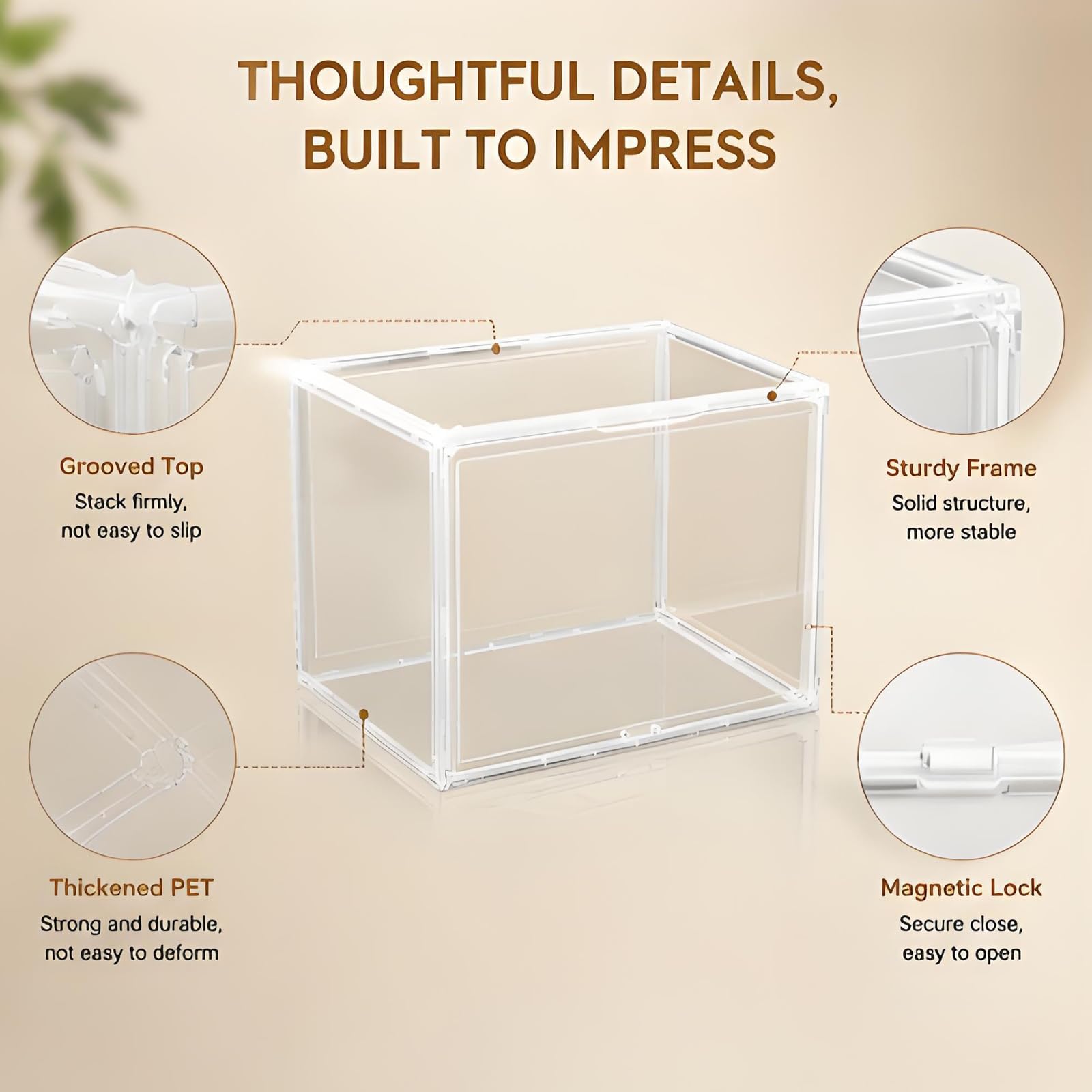 Mini vitrine avec fermeture magnétique, boîte en plexiglas empilable, 45 x 33 x 33 cm, vitrine de protection anti-poussière pour poupées, sacs à main, chaussures et casques, enfants, amis ou amis