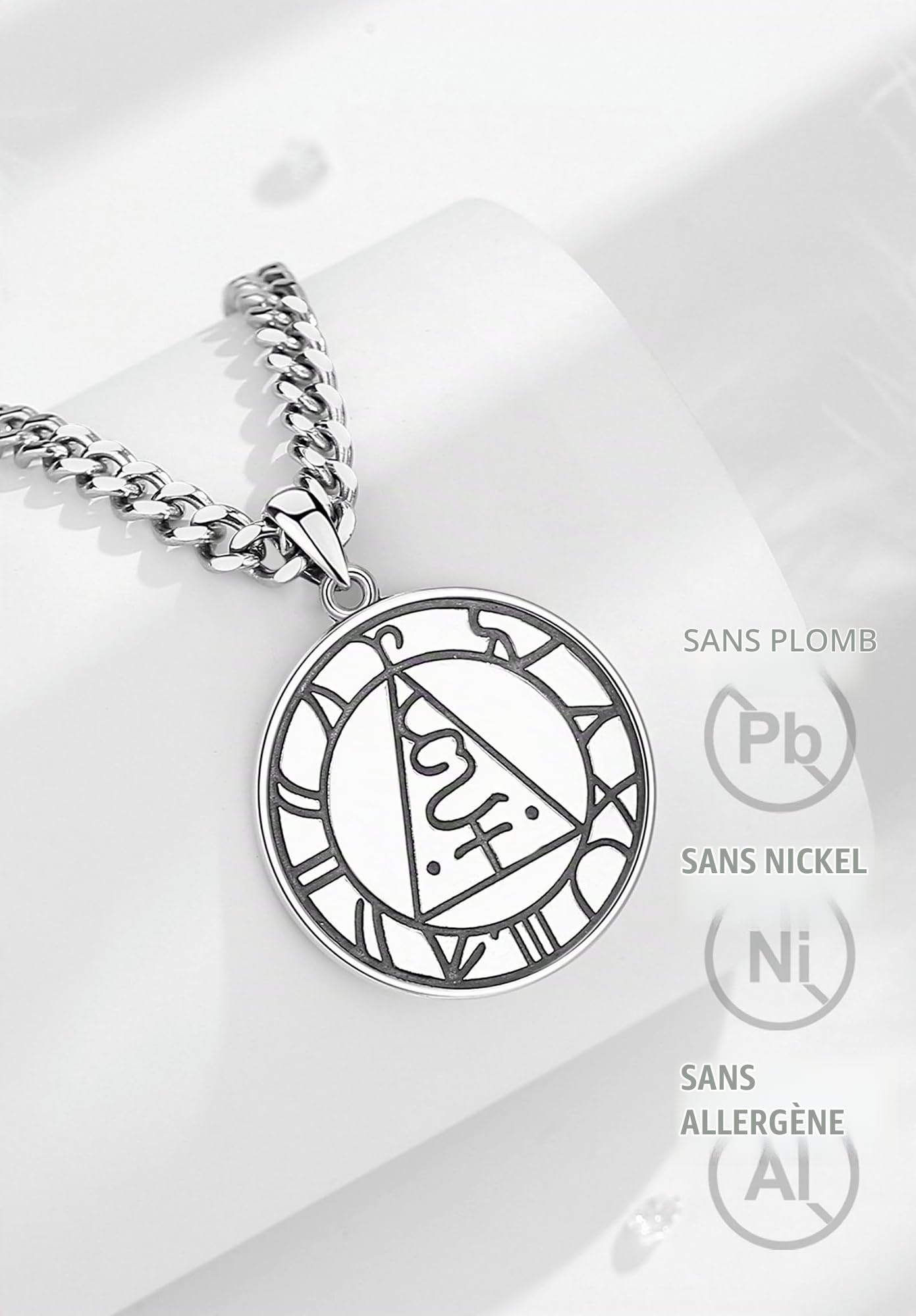 AEONSLOVE Médaille Sceau des 7 Archanges Argent 925 pour Homme Femme, Collier Croix Chretienne Pendentif Saint Benoit/Saint Michel/Croix de Caravaca/Christophe, Bijoux Religieux