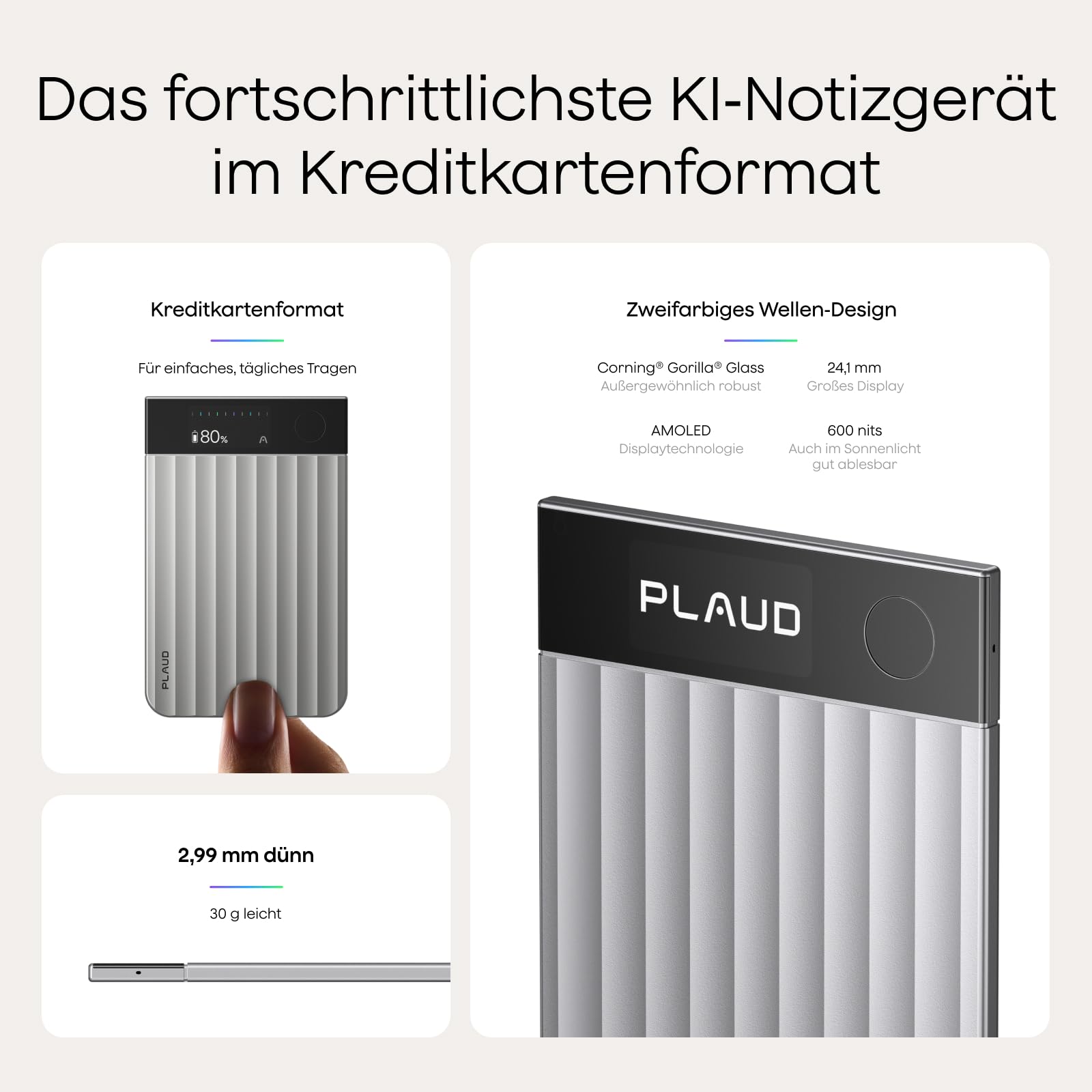 Plaud Note Pro und Magnetische Hülle im Bundle (Dunkelblau), KI Digitales Diktiergerät App-Steuerung, KI-Notizgerät, KI-Transkription & Zusammenfassung, 112 Sprachen, 64GB Speicher, Audiorekorder