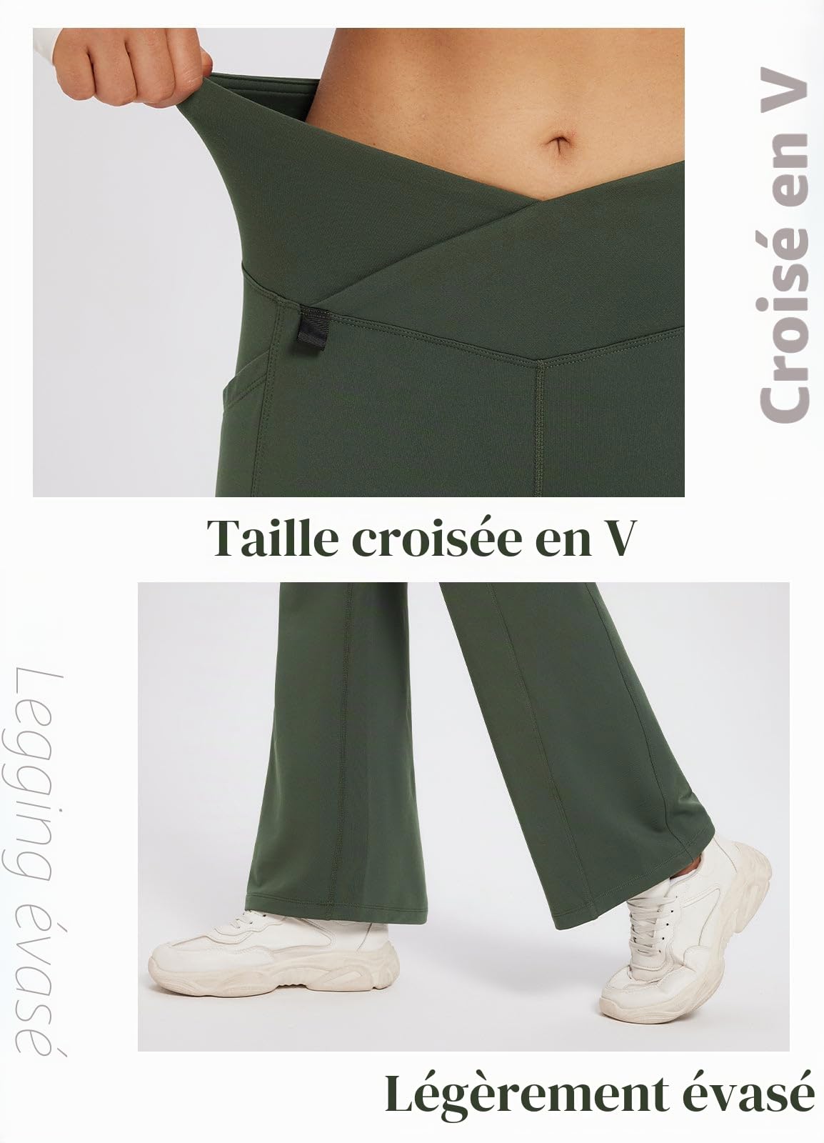 baleaf Legging évasé doublé en Polaire pour Femme - Pantalon de Yoga imperméable avec Poches Taille Haute d'hiver