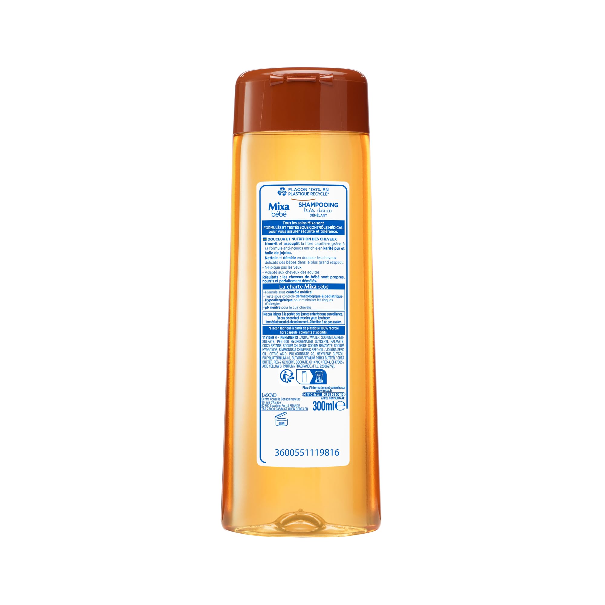 [LOT DE 12] Mixa Bébé Shampooing Démêlant Très Doux Karité 300ml
