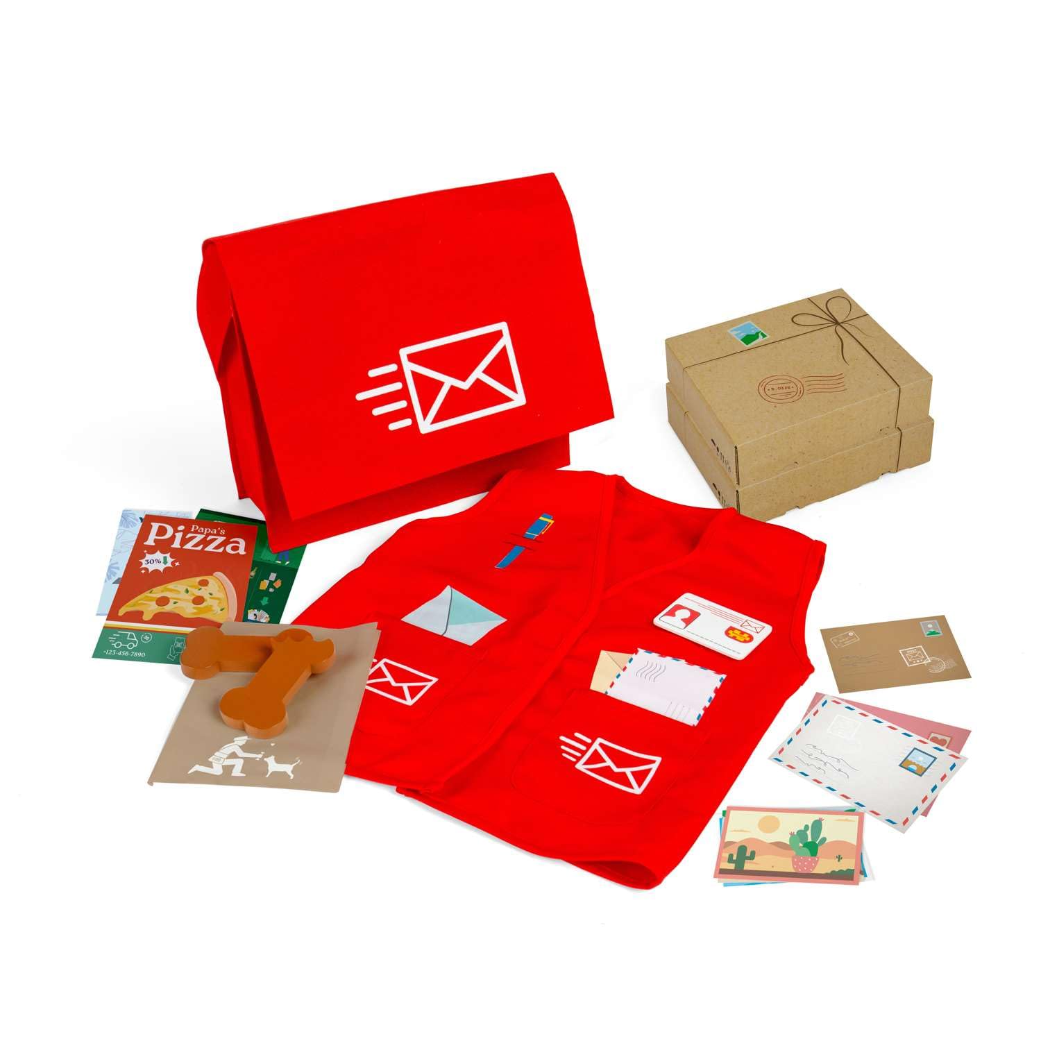 Bigjigs Toys Postträger Verkleidungsset, Postbote Kostüm