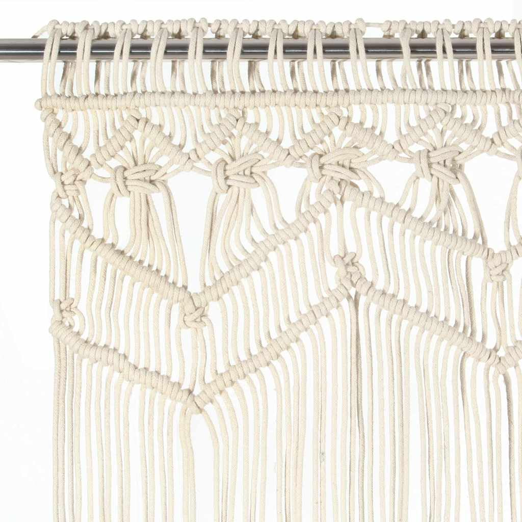 Mangloder Rideau en macramé Coton 140x240 cm crème pour décoration intérieure Porte fenêtre séparateur pièce vitrage occultant tamisant Isolant Thermique et phonique
