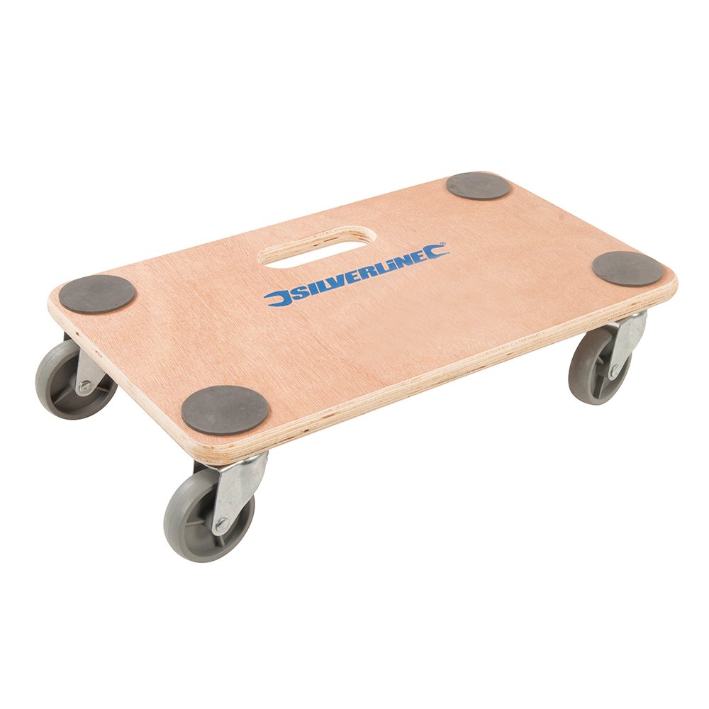 150KG Platform Dolly - 300mm x 500mm Heavy Box Moving Castor Wheel Safety Trolley - Warehouse/Storage Wood Base Plate - Moving Appliances & Large Awkward Objects