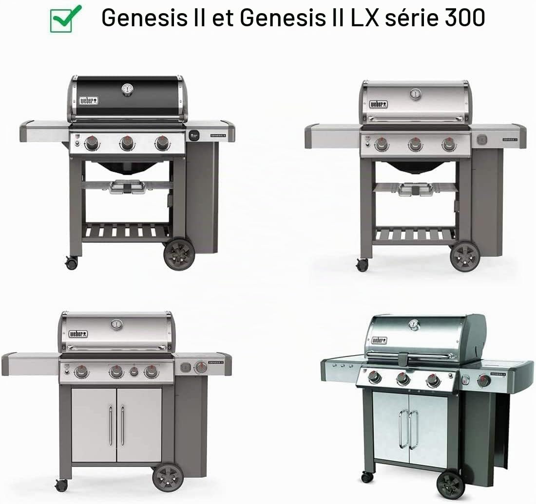 GFTIME Barres de flavorizer de 43,4 cm pour Weber Genesis II LX 300 Serie II E-310, II E-330, II E-335, II S-335, II LX S/E-340, Genesis II 210, LX 240 (2017 and Newer), plaques chauffantes pour Weber