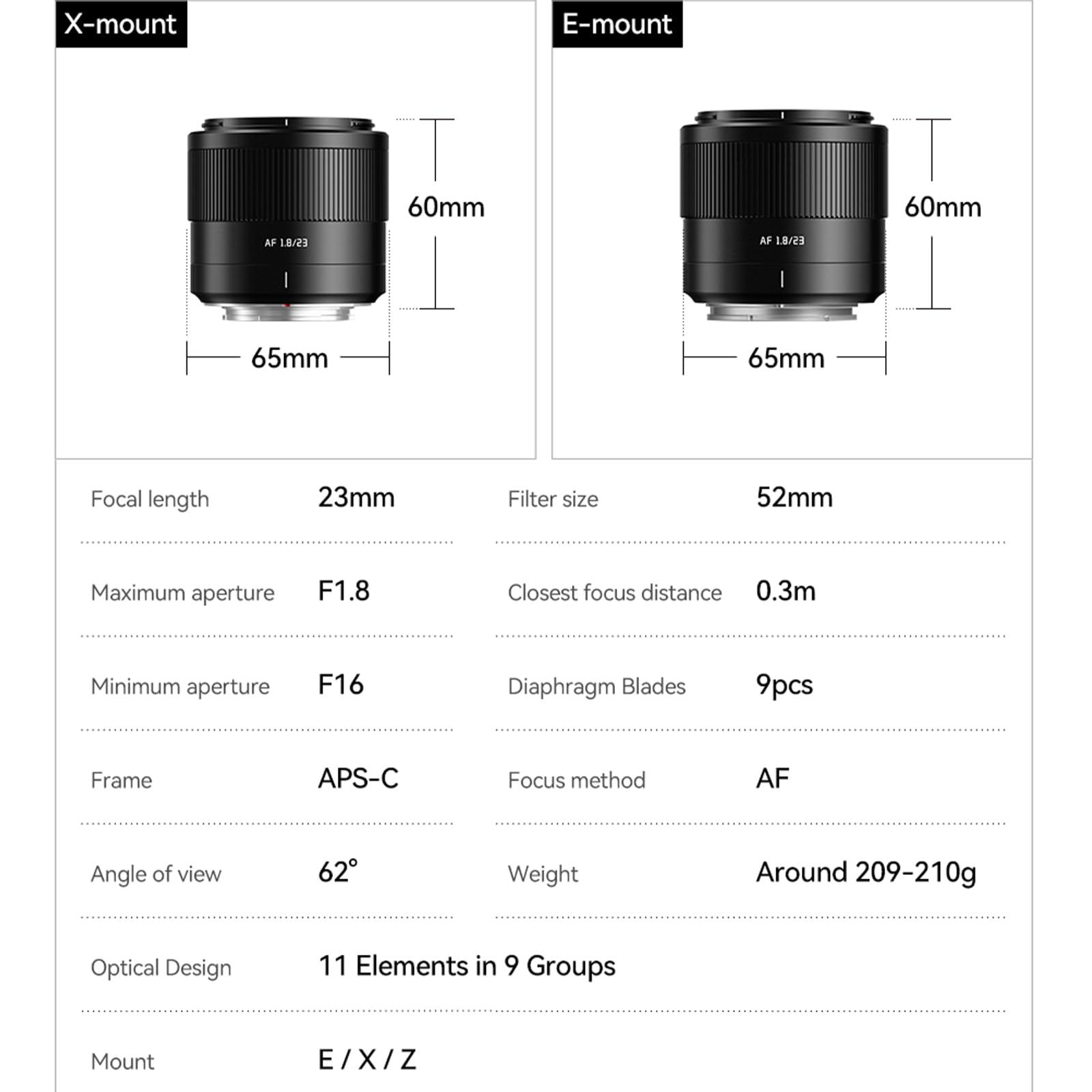 Amazon.co.jp: TTArtisan AF 23mm F1.8 レンズ Eマウント APS-Cサイズ