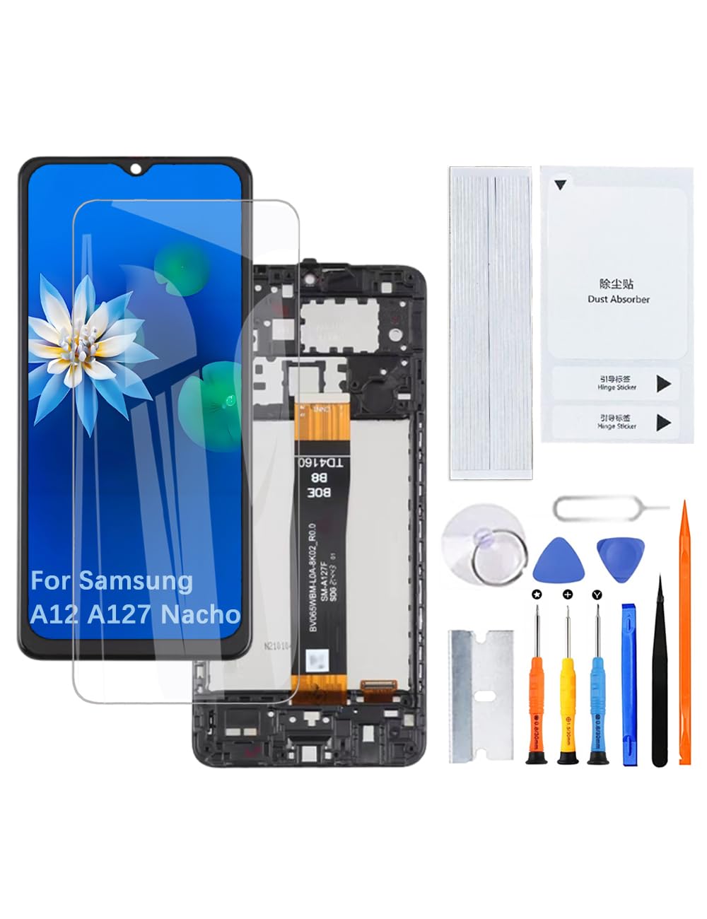 H&LYCYJ Display Schermo per Samsung Galaxy A12 Nacho A127F/DSN A127F/DS A127F LCD Schermo Kit di Ricambio con Cornice