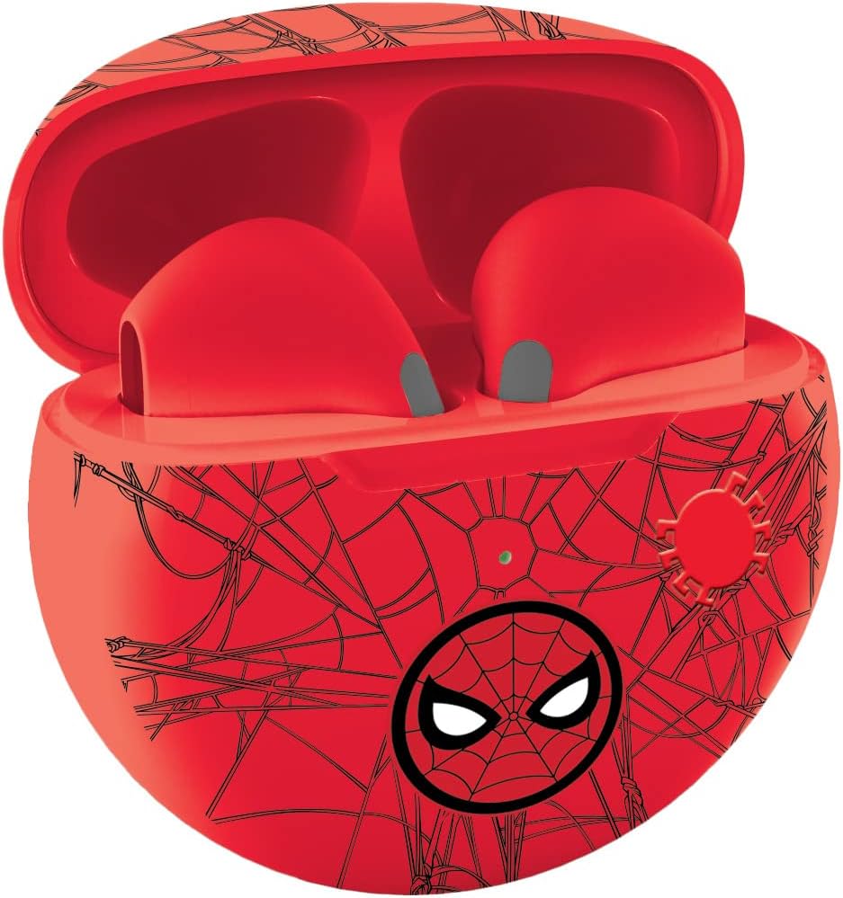 – LEXIBOOK, Spider-Man, Wireless Earbuds, Bluetooth with Microphone and Control Button, Long-Lasting Rechargeable Battery, HPBT05SP