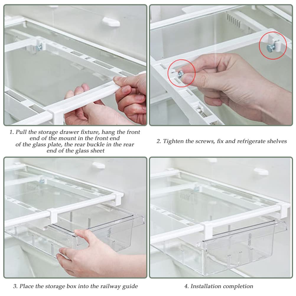 OctBird Tiroir pour Frigo Grand 2Pcs Boîte de Rangement Frigo Tiroir Coulissant Transparent 30,5x20x9,5cm Bacs de Rangement pour Réfrigérateur Transparent Organisateur de Réfrigérateur Coulissant