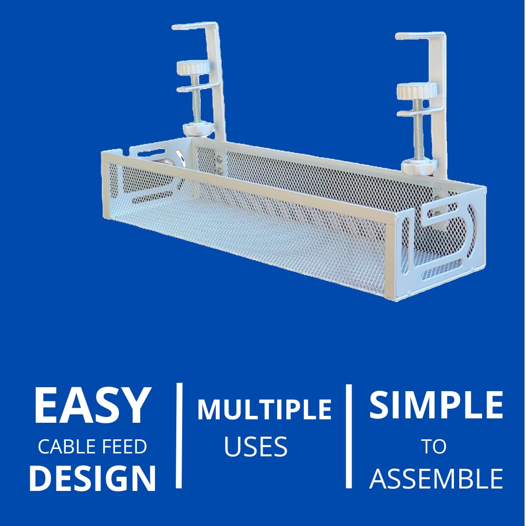 Under Desk Cable Management Tray. Ideal Cord Management Solution for Home Office. No Drill - Image 2