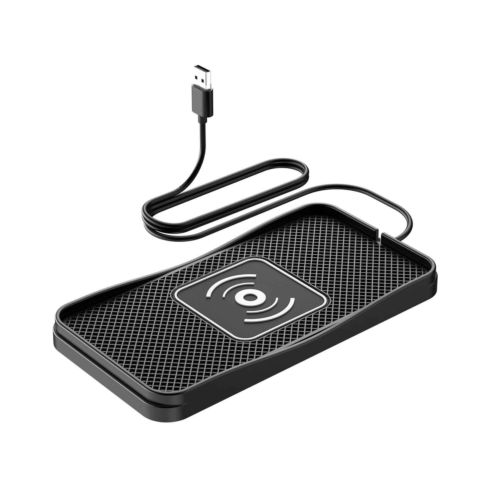 Shkalacar Cargador de coche inalámbrico rápido de 20 W para dispositivos certificados con superficie de silicona antideslizante, cargador de montaje en salpicadero para SUV, sedán, camiones (cable USB