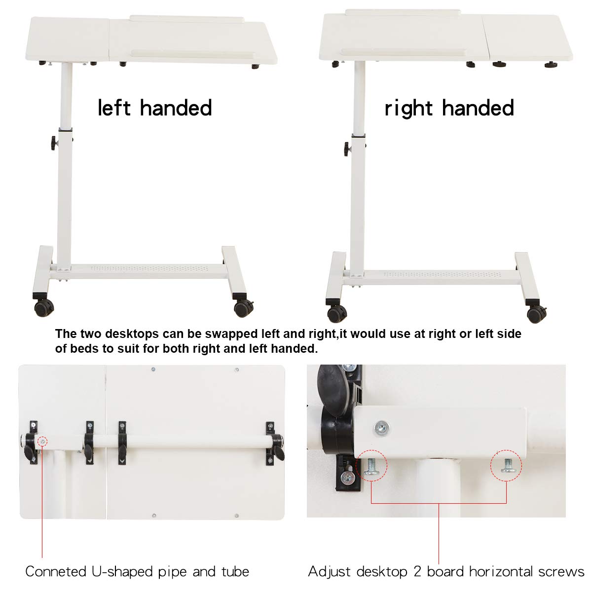 TigerDad Rolling Laptop Table Rolling Laptop Desk with Wheels Rolling