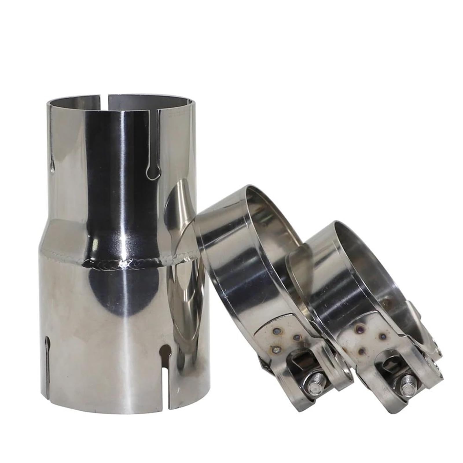 Cola Escape Adaptador Reductor Universal De Acero Inoxidable Varios Tamaños, Silenciador Tubo Escape Recto Para Coche, Conexión Soldado Doble Redonda(I.D 57-60)