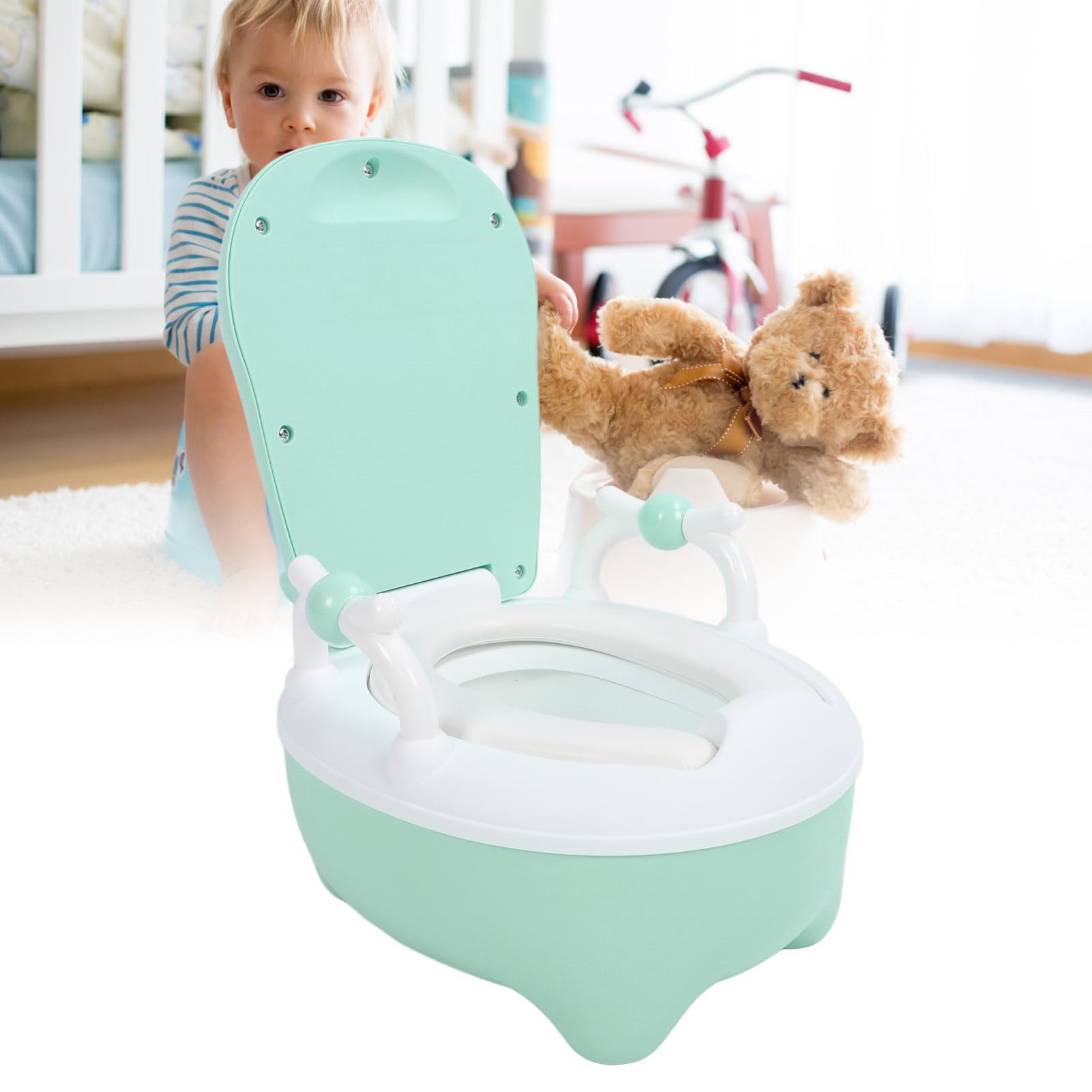 Toilette per Vasino Bambini, Sedile WC Portatile Pieghevole per Addestramento al Bagno, Compatto e Igienico, Verde