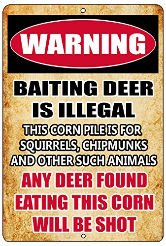 Rogue River Tactical Funny Hunting Metal Tin Sign Wall Decor Man Cave Bar Cabin Hunt Warning Baiting Deer Is Illegal