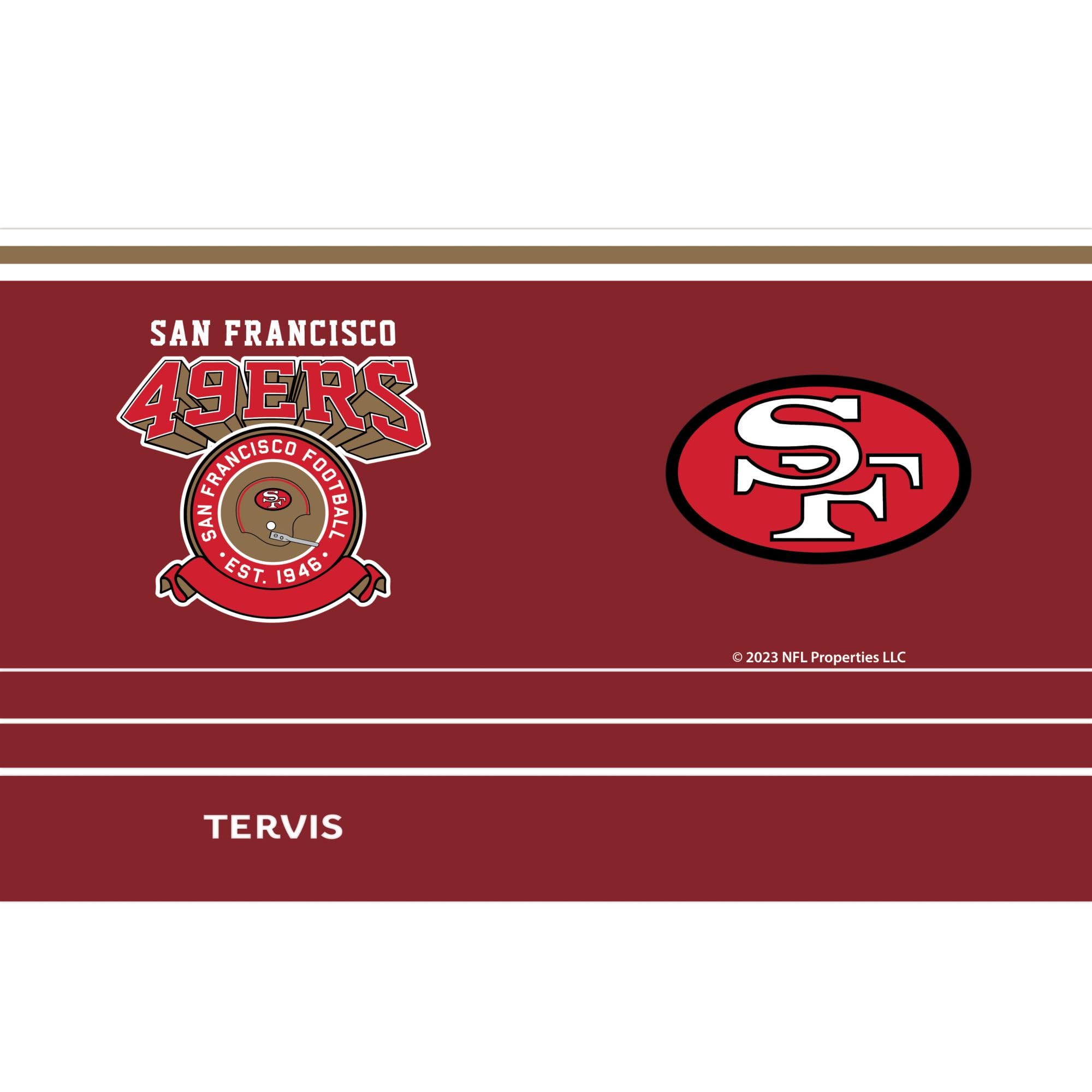 Tervis Traveler NFL San Francisco 49ers – dreiwandiger, isolierter Vintage-Becher hält Getränke kalt und heiß, 590 ml, Edelstahl