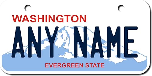 TEAMLOGO Personalized Washington Souvenir License Plate - Sizes for Kid's Bikes, Cars, Trucks, Cart, Key Rings Version 2 (3" X 6" Aluminum Name