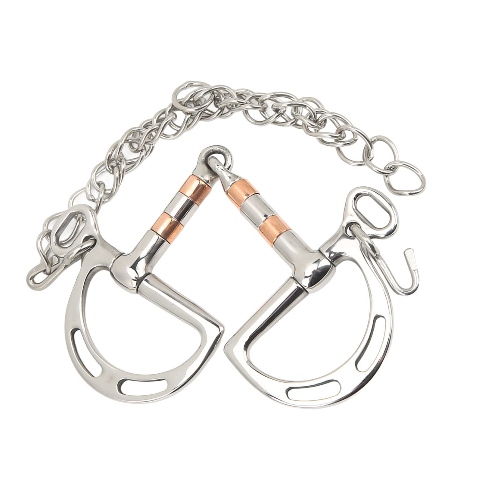 Boca D Ring Comfort Snaffle Horse bit, Rodillo de Cobre de Acero Inoxidable con Cadena, 250x105 Mm/9.8x4.1in Fácil de Usar Horse bit Snaffle bit Horse Racing Accesorio para Boca de Caballo de 125 Mm
