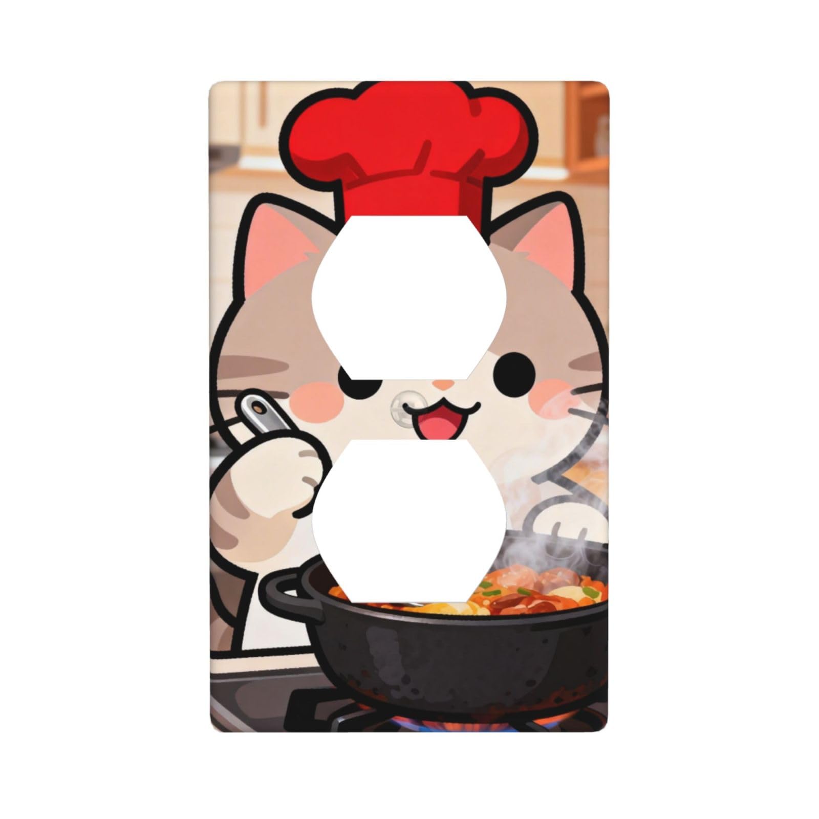 Cat Chef Cooking Decorative Switch Plate Cover-Unbreakable Polycarbonate Wall Plate for Home Office, 1 Gang with Screws